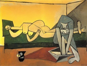 横たわる女性と足を洗う女性 1944年 キュビスト パブロ・ピカソ Oil Paintings
